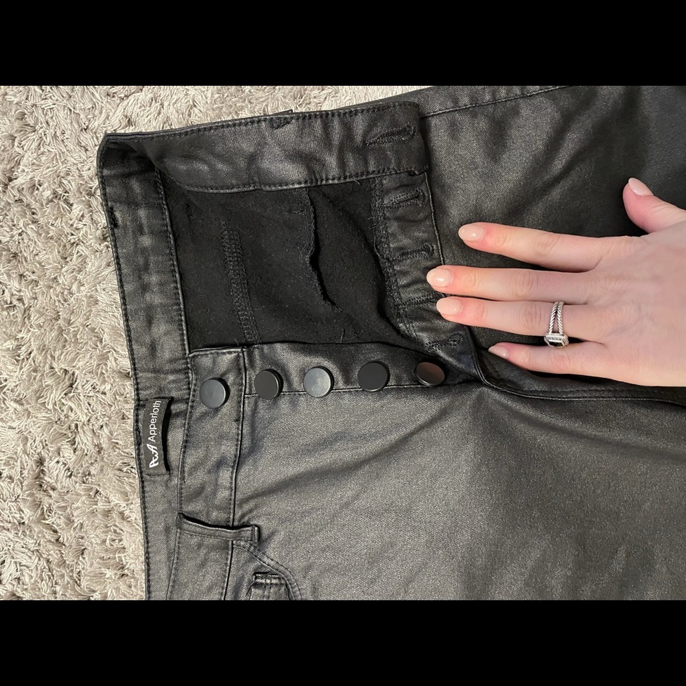 Button up leather pants straight leg
